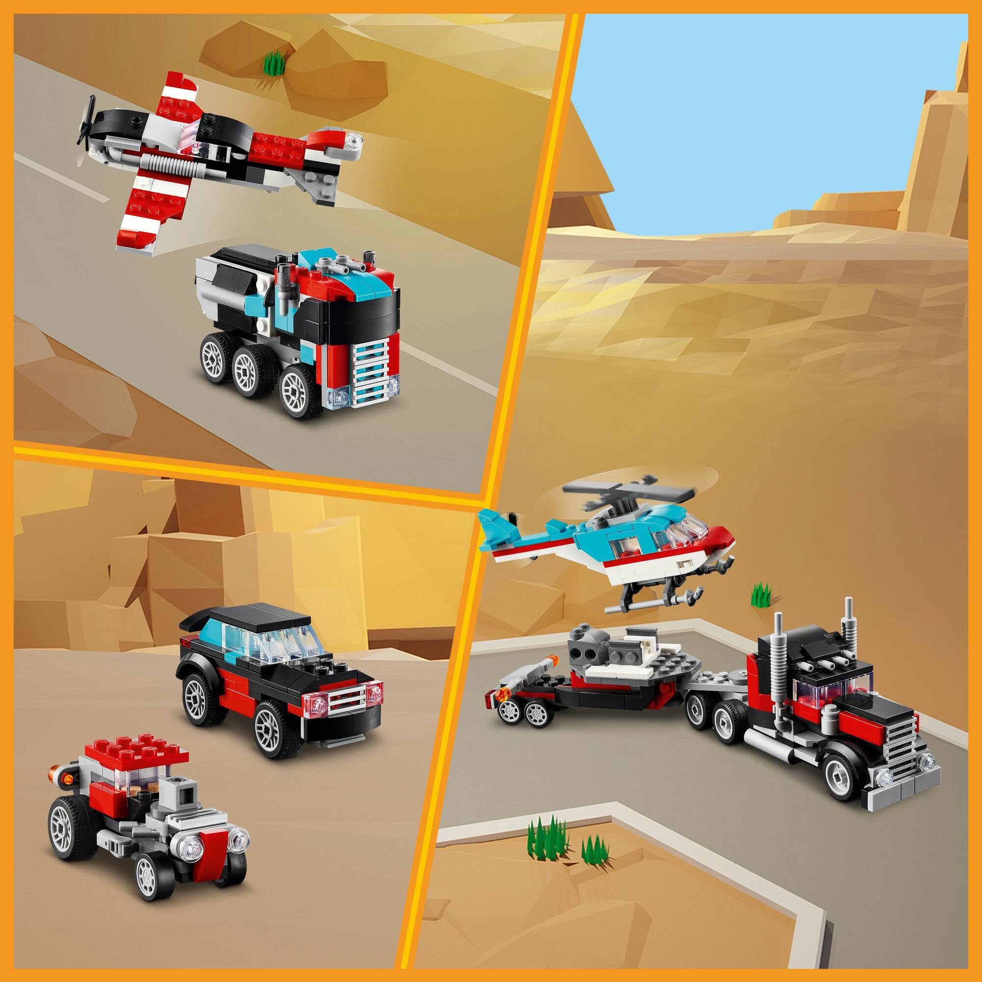 LEGO® Creator Flatbed Truck with Helicopter Toy 31146